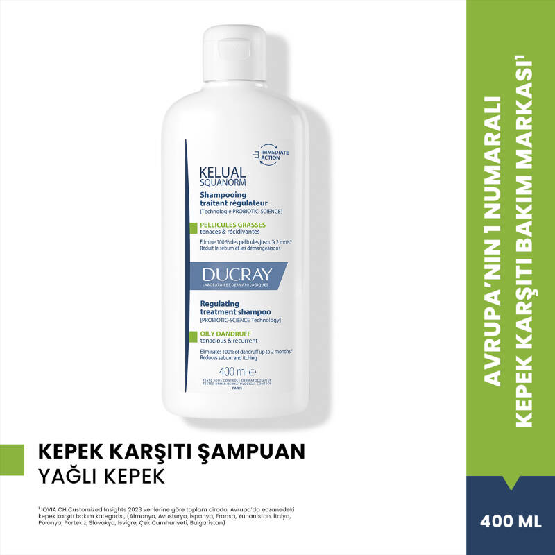 Ducray Kelual Squanorm Normal ve Yağlı Saçlar için Kepek Karşıtı Şampuan 400 ml - 2