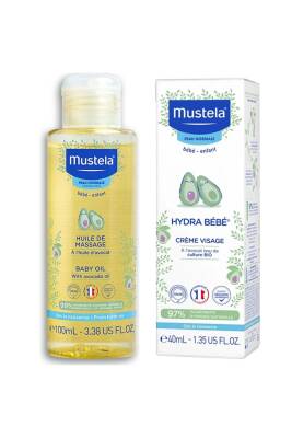 Hydra Bebe Organik Avokadolu Bebek Yüz Kremi 40 ml + Baby Oil Bebek Yağı 100 ml - Mustela