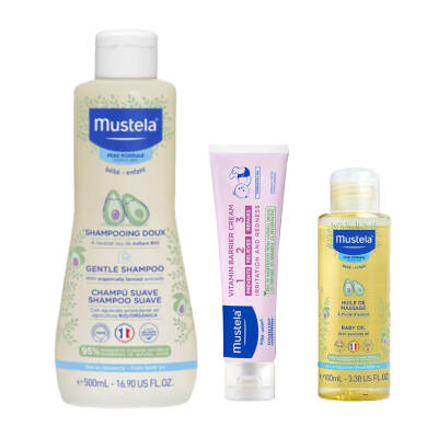 Mustela Günlük Set - Papatya 500 ml + Pişik Kremi 50 ml + Bebek Yağı 100 ml - Mustela