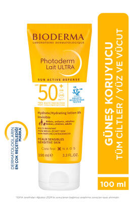 Photoderm Lait Ultra SPF50+ Tüm Ciltler için Yüksek Koruma Süt Formda Yüz, Vücut Güneş Kremi 100 ml - Bioderma