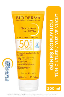 Photoderm Lait Ultra SPF50+ Tüm Ciltler için Yüksek Koruma Süt Formda Yüz, Vücut Güneş Kremi 200 ml - Bioderma