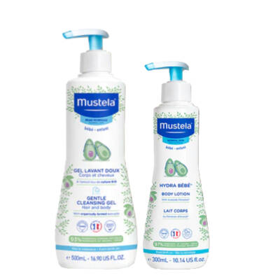 Saç ve Vücut Seti - Yenidoğan Şampuan 500 ml + Mustela Hydra Bebe Losyon 300 ml - Mustela