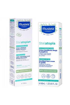 Stelatopia Lipit Yenileyici Krem 150 ml + Stelatopia Emollient Face Cream Yüz Kremi 40 ml - Mustela