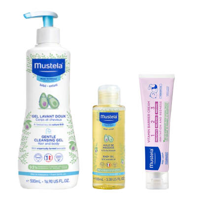 Yenidoğan Seti - Yenidoğan 500 ml + Bebek Masaj Yağı 100 ml + Pişik Kremi 50 ml - Mustela